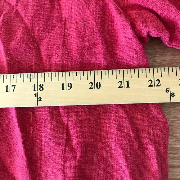 Hot Cotton Marc Ware 100% Linen Top Women L Red Button Up Short Sleeve Collared - Picture 8 of 11